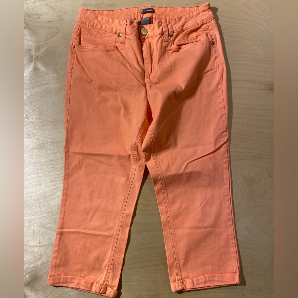 New Directions Vibrant Orange Cropped Pants 12 (QJ) - Picture 3 of 7